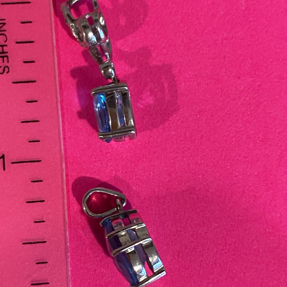 Elegant Blue Topaz 3 Earrings 2 Pendants and 1 Amethyst Pendant Gemstone Jewelry - Picture 5 of 14